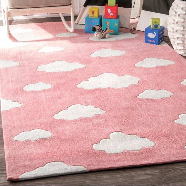 もくもく もこもこ 雲柄 キッズラグ ピンク カーペット 絨毯 海外ラグ かわいい Serendipity Cloud Ev28 Rug Pink