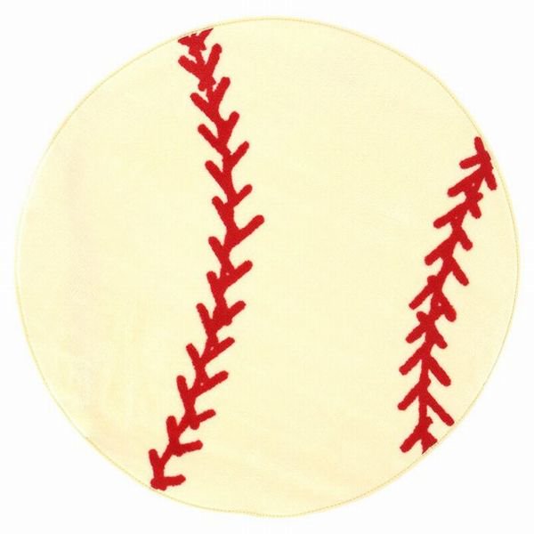 円形 ベースボール 野球ボール キッズラグ カーペット 絨毯 海外ラグ かわいい Baseball Sports Area Rug