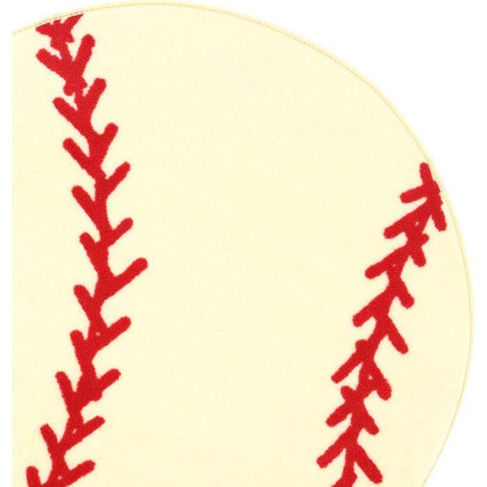 円形 ベースボール 野球ボール キッズラグ カーペット 絨毯 海外ラグ かわいい Baseball Sports Area Rug