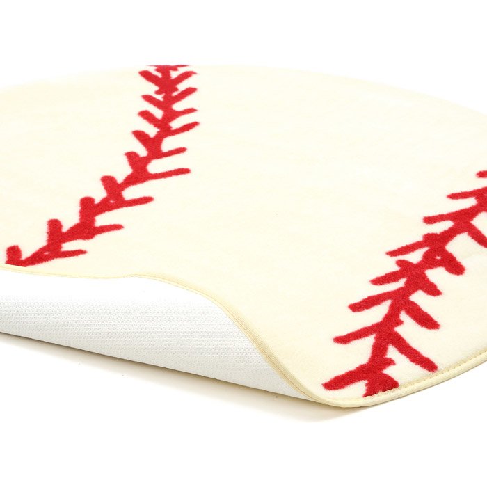 円形 ベースボール 野球ボール キッズラグ カーペット 絨毯 海外ラグ かわいい Baseball Sports Area Rug