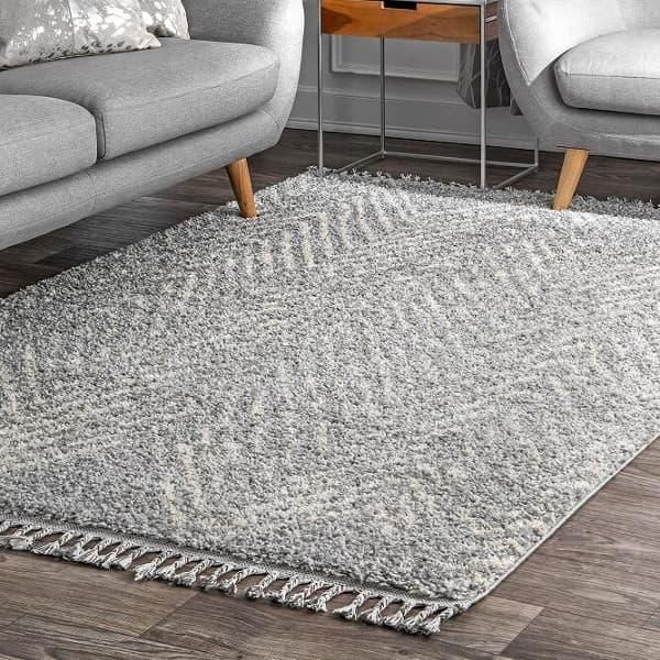 ウェーブ柄 モロッカン フリンジ シャギーラグ グレー Temara Moroccan Chevron Tassel Rug Gray ウェーブ柄 モロッカン フリンジ シャギーラグ グレー Temara Moroccan Chevron Tassel Rug Gray