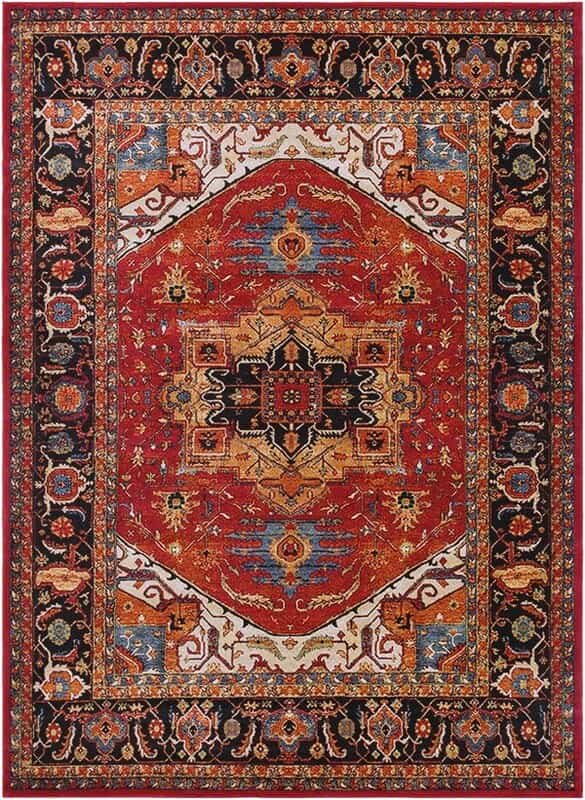 オリエンタル ペルシャ絨毯柄 メダリオンデザインラグ レッド Surya 