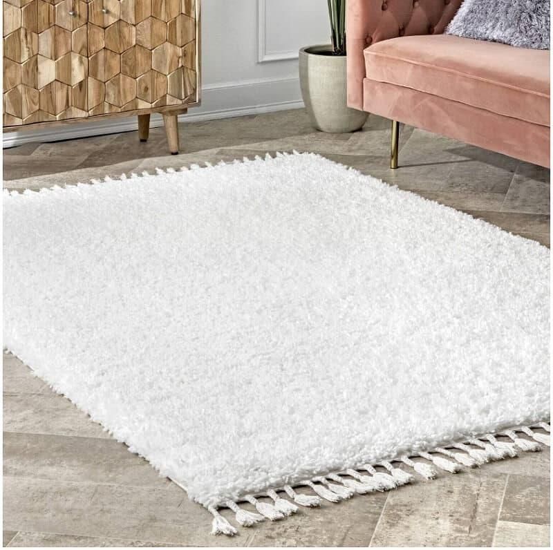 カリフォルニアスタイル シンプル フリンジ タッセル シャギーラグ アイボリー Ivory Solid Shag Tassels Rug