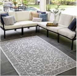 ꥨ󥿥 ꥪ ɥȥɥ饰 졼Gray Castle Medallion Indoor/Outdoor Area Rug