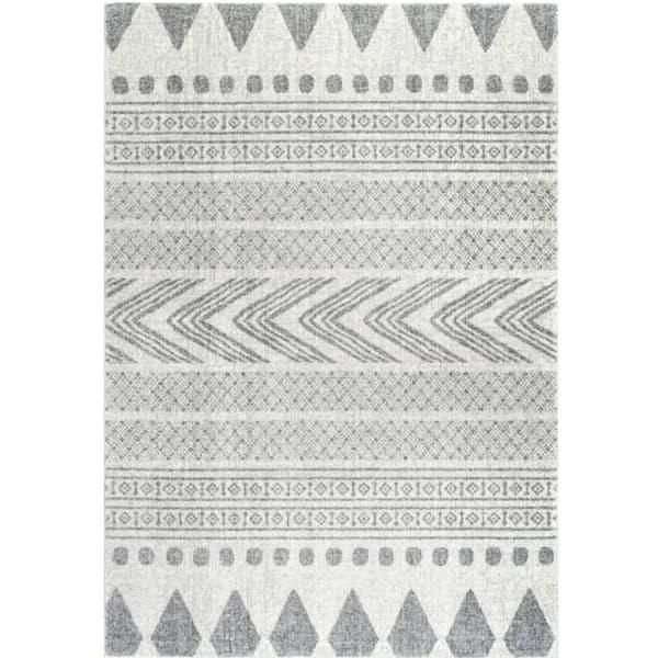 オリエンタル トライバル柄 民族 幾何学模様 デザインラグ グレー Gray Henna Tribal Bands Area Rug