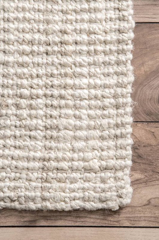 シンプル ナチュラル 天然 麻素材 ジュートラグ オフホワイト Off White Handwoven Jute Ribbed Solid Rug