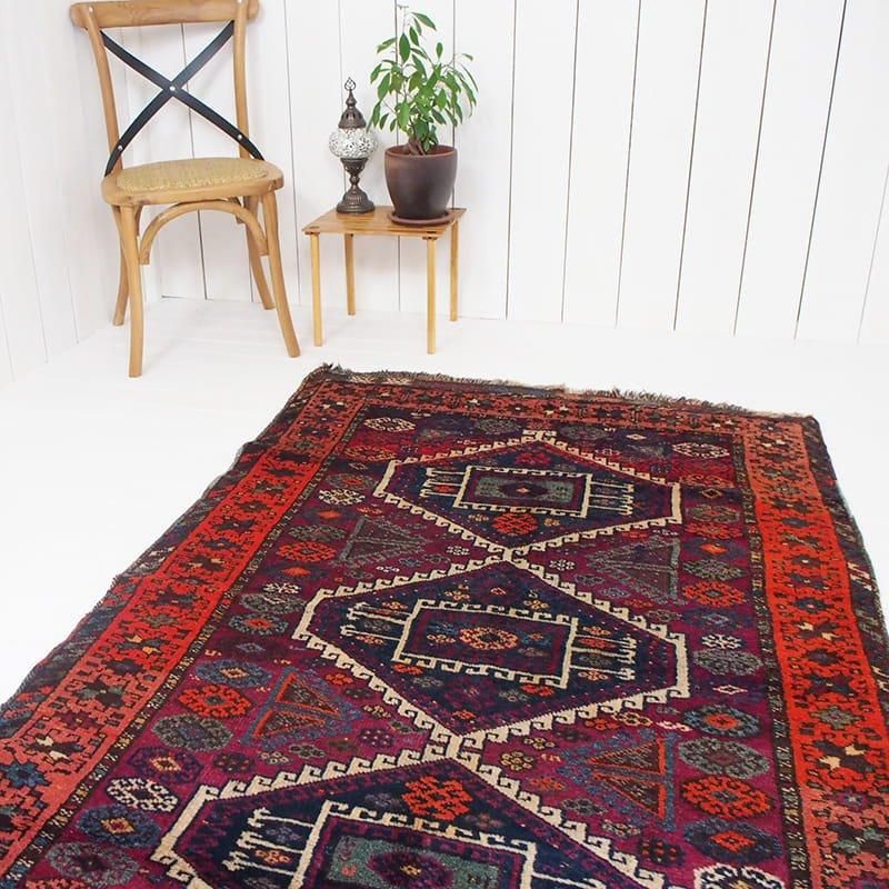 ビンテージラグ　ヴィンテージラグ　イラン　パキスタン イラン シラーズ オールド絨毯 1940年代 ペルシャ ウィンテージ