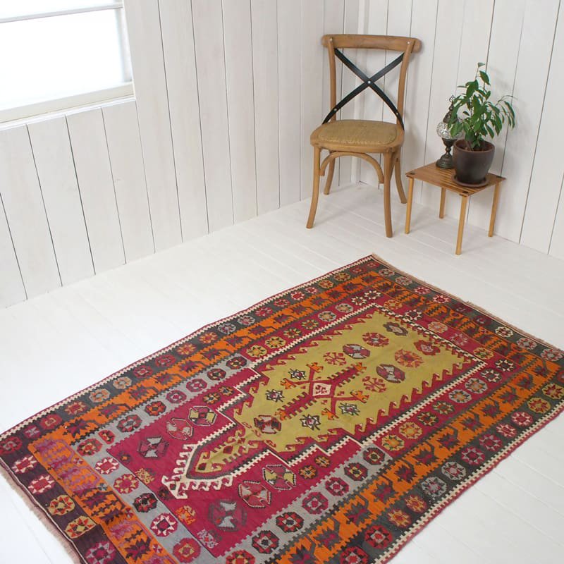 オールドキリム トルコ コンヤ 121×178cm 1920~35年代 ヴィンテージラグ オールド絨毯