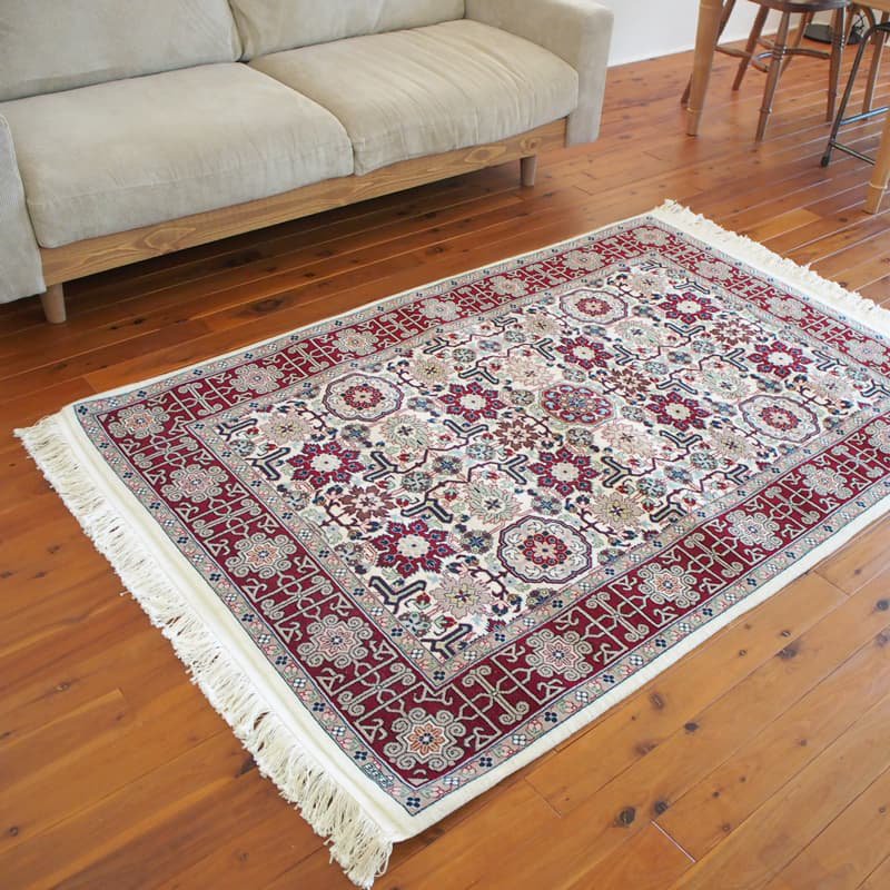 トルコ絨毯 シュメル工房 ウール手織り 122×176cm ヴィンテージラグ 