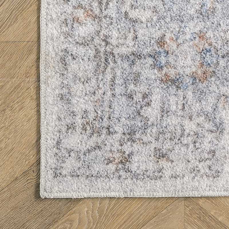 ヴィンテージ風 メダリオン柄 洗濯洗えるラグ ウォッシャブル グレー 【Vintage Medallion Washable Rug】