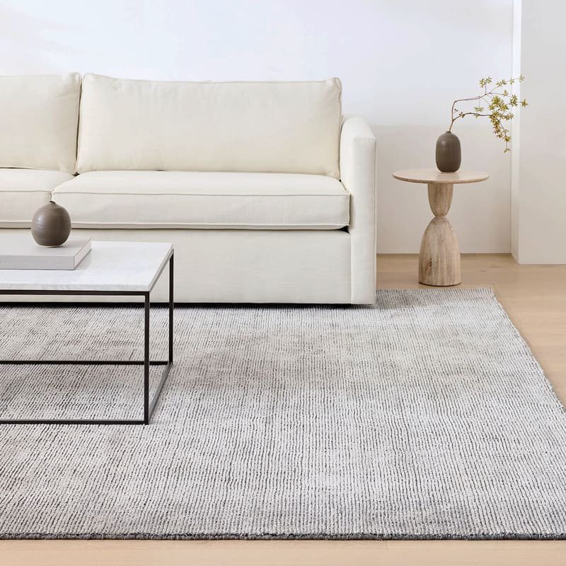 west elm ウエストエルム ラグ シルバーグレー シンプルストライプ おしゃれ モダン 高級感 【Grooves Easy Care Rug】