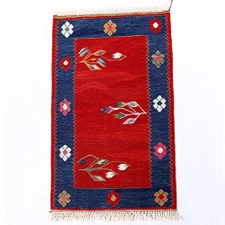 ニューキリム トルコ コンヤ 最高級 草木染 手織り ペーパーキリム <br>62×97cm