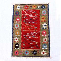 ニューキリム トルコ コンヤ 最高級 草木染 手織り ペーパーキリム <br>67×95cm
