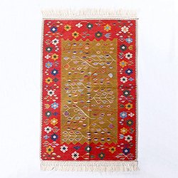 ニューキリム トルコ コンヤ 最高級 草木染 手織り ペーパーキリム <br>83×115cm