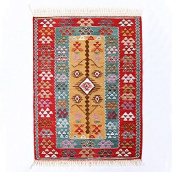 ニューキリム トルコ コンヤ 最高級 草木染 手織り ペーパーキリム <br>93×113cm<br>