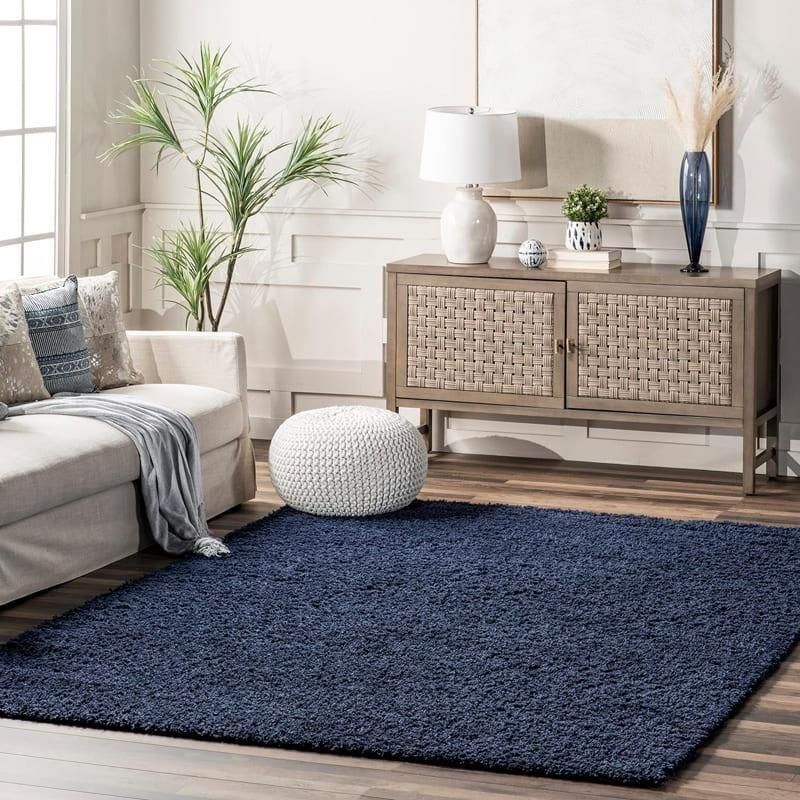シンプル シャギーラグ | ネイビー - ラグ 絨毯 カーペット専門店