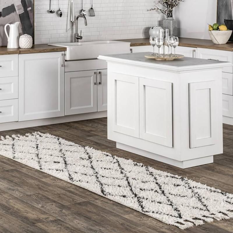 フリンジ付きベニワレンラグ （無地）約80cm x 50cm モロッカンラグ