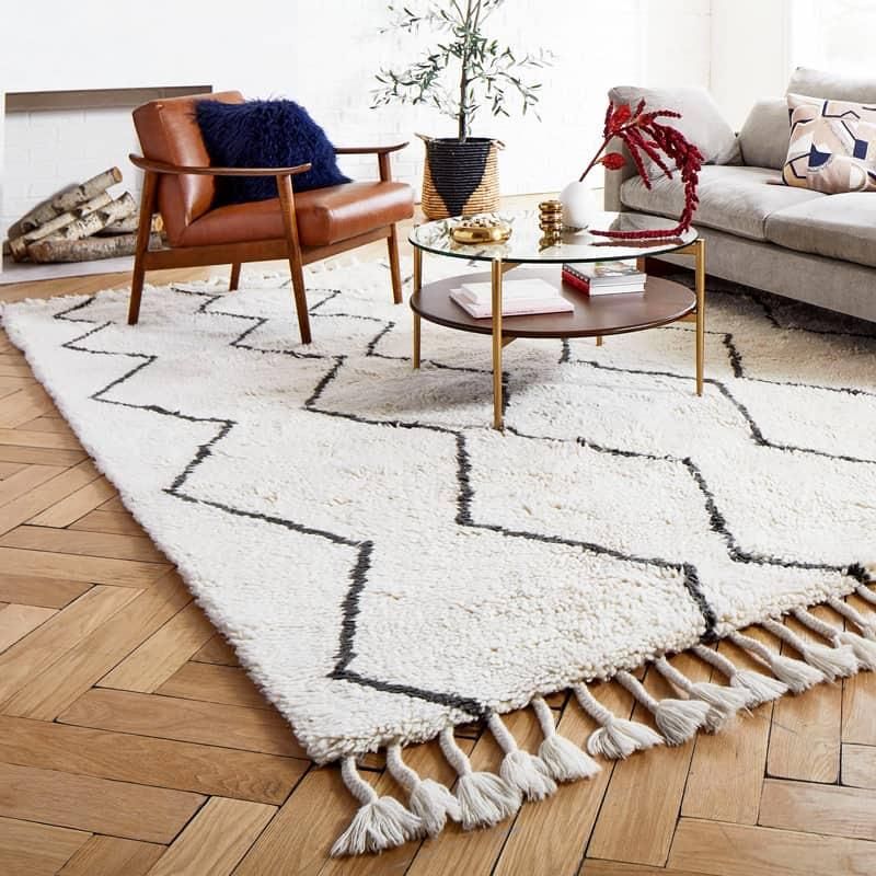 モロッカン ベニワレン風 ウール100％ フリンジ シャギーラグ かわいい おしゃれ モダン Moroccan Souk Wool Rug