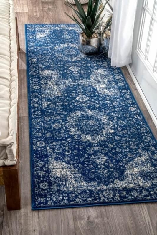 ペルシャ柄 メダリオン ヴィンテージ風ラグ オリエンタル アンティーク調 カーペット 絨毯 輸入ラグ Persian DARK BLUE Rug