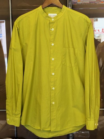 Manual Alphabet : LOOSE-FIT BANDCOLLAR SHIRTS (yel.green) - 大人の