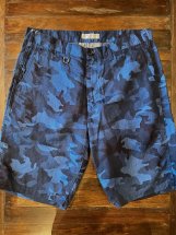 Betty Smith Men's : Linen Camouflage Short Pants (navy)