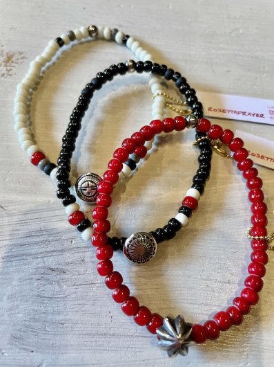 ROSETTA PRAYER - SILVER CONCHO & BEADS BRACELET - 大人のアメカジ 