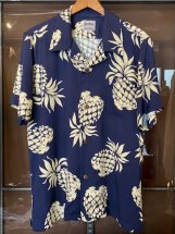 HOUSTON :【PINEAPPLE】Rayon Aloha Shirts (navy)