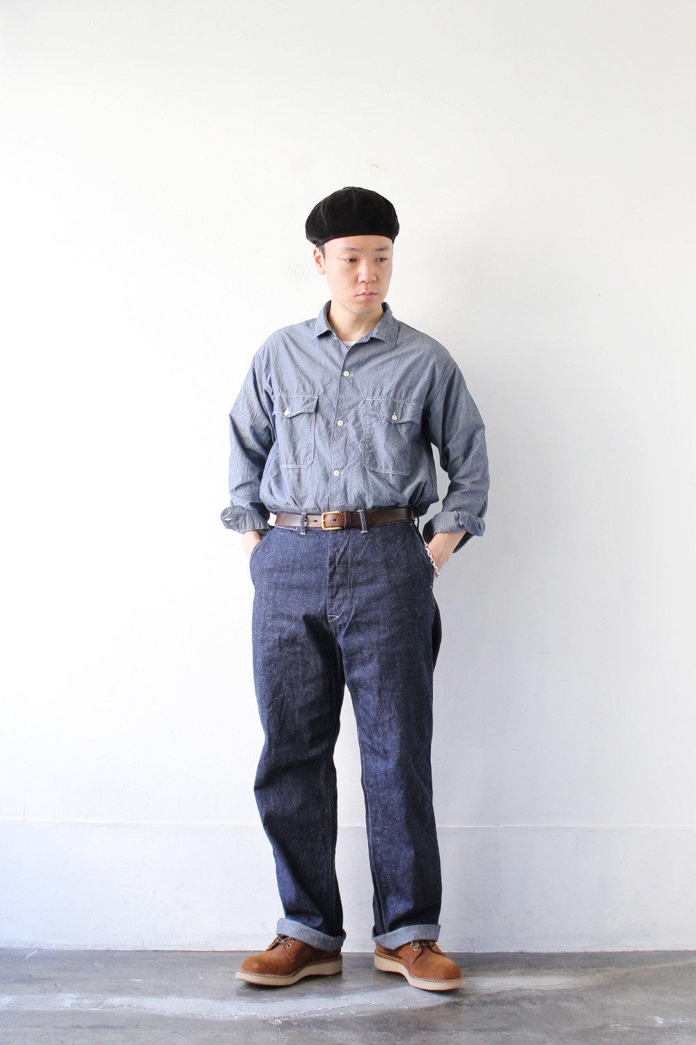 Buckle Back PW Denim Trousers - Bricklayer *A vontade アボンタージ