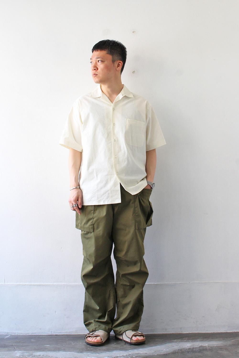 Open Collar Shirts SS -ECRU & BLACK- - Bricklayer *A vontade