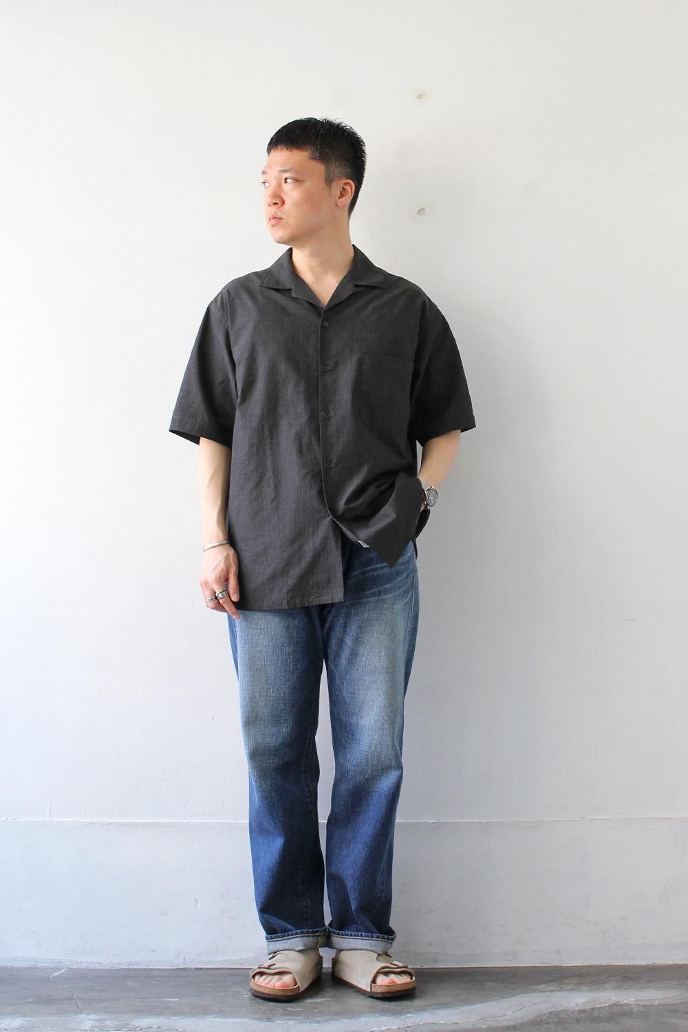 アボンタージ Open Collar Shirts S/S BLACK Open Collar Shirts SS -CHARCOAL- - Bricklayer *A vontade