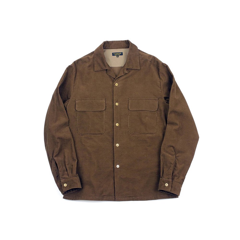 Classic Open Shirt L/S -Dobby Caramel Corduroy- - Bricklayer *A vontade  アボンタージ直営店