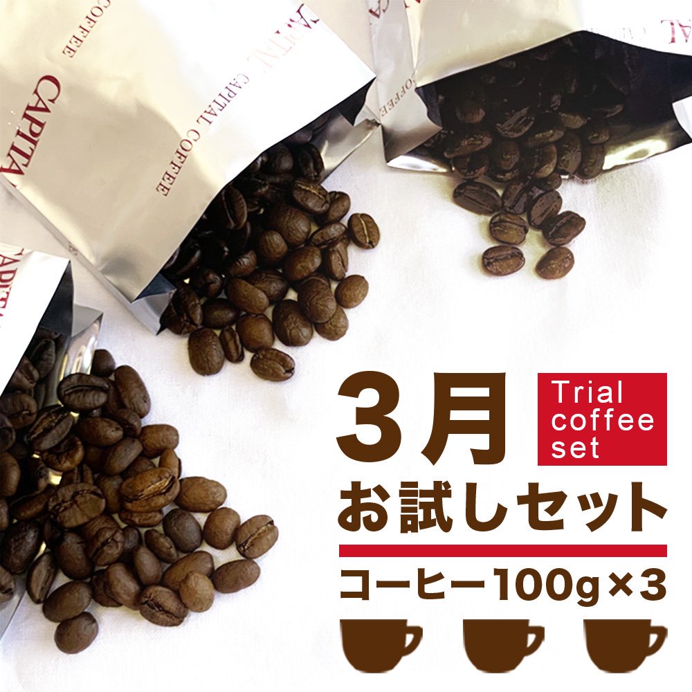 お試し10%OFF 3月のお試しコーヒー3種セット 焙煎珈琲豆(粉または豆を