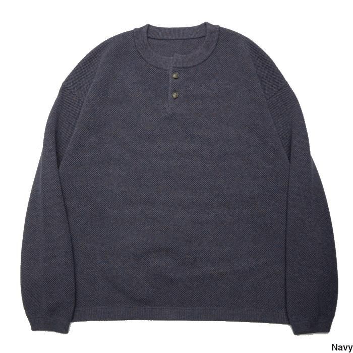 crepuscule(クレプスキュール) Moss stitch henley neck 鹿の子 ...