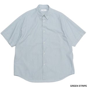 Graphpaper グラフペーパー Broad Stripe S/S Oversized Regular Collar Shirt GM231-50218B