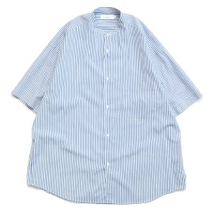 Graphpaper グラフペーパー Broad Stripe S/S Oversized Band Collar Shirt GM231-50219B