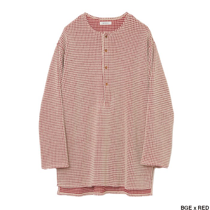 MATSUFUJI マツフジ Big Waffle Henry neck Long Shirt M223-0704