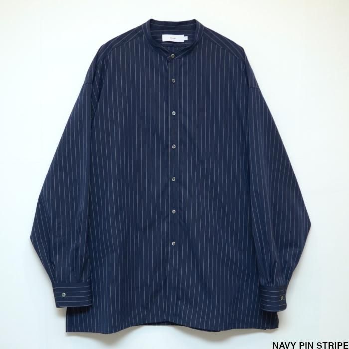 Graphpaper グラフペーパー High Count Broad Stripe Band Collar 