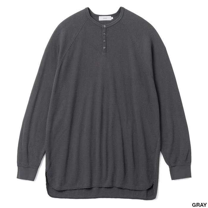 Graphpaper グラフペーパー Waffle L/S Henley Neck Tee GU231-70318B