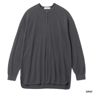 Graphpaper グラフペーパー Waffle L/S Henley Neck Tee GU231-70318B