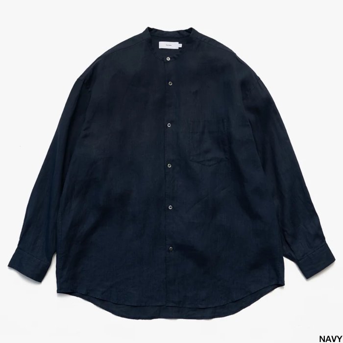 Graphpaper グラフペーパー Linen L/S Oversized Band Collar Shirt GM241-50274B