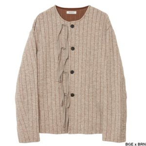 MATSUFUJI ޥĥե Striped Quilt Jacquard Cardigan M243-0705