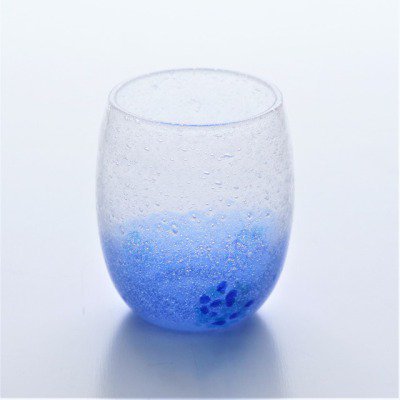 泡花見グラス（青） - 琉球ガラス工房　森のガラス館　　オンラインショッピング