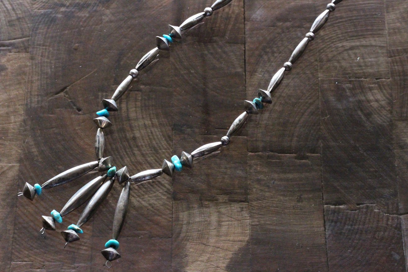 WALL -CRAFT & ANTIQUE- アンティーク / インディアンジュエリー / Antique Navajo Silver &  Turquoise Beads Necklace