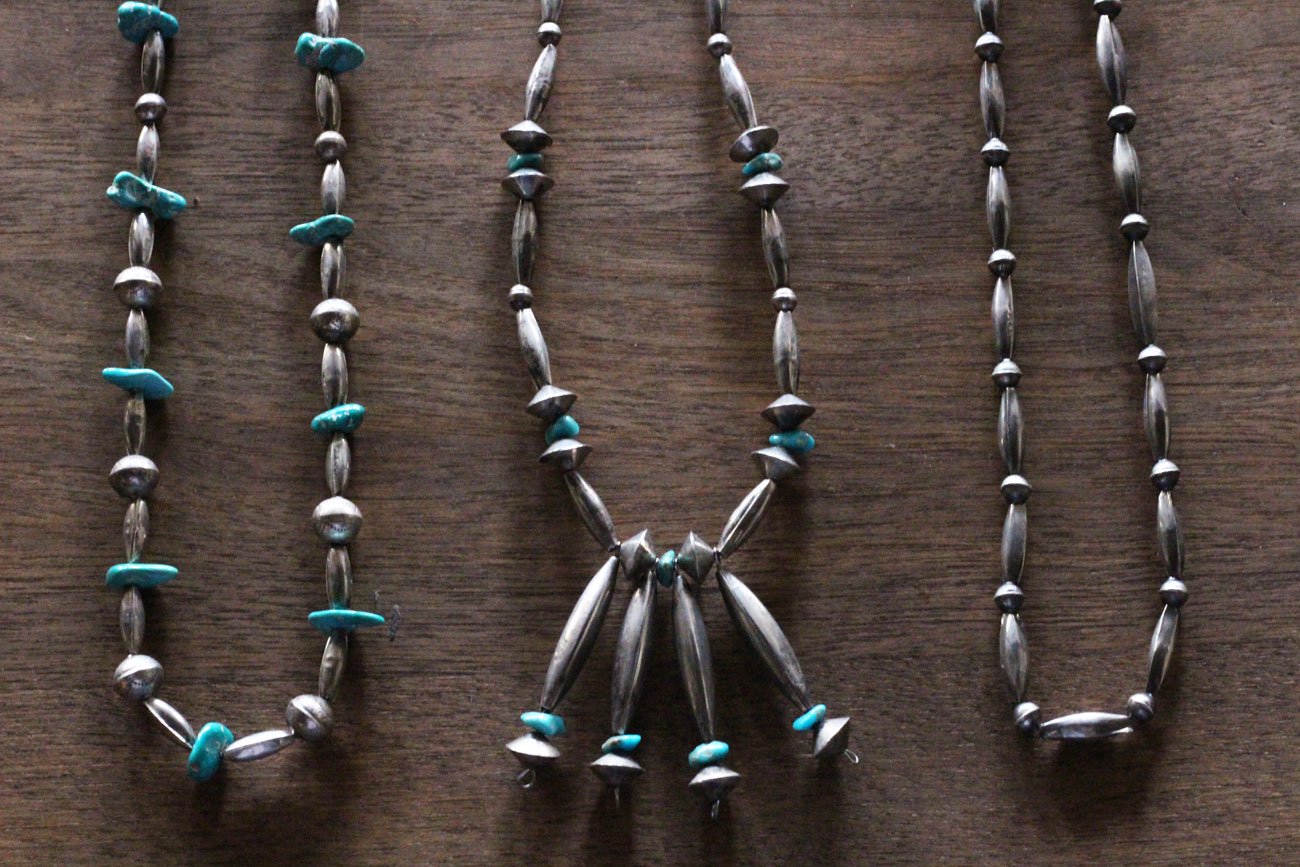 WALL -CRAFT & ANTIQUE- アンティーク / インディアンジュエリー / Antique Navajo Silver &  Turquoise Beads Necklace