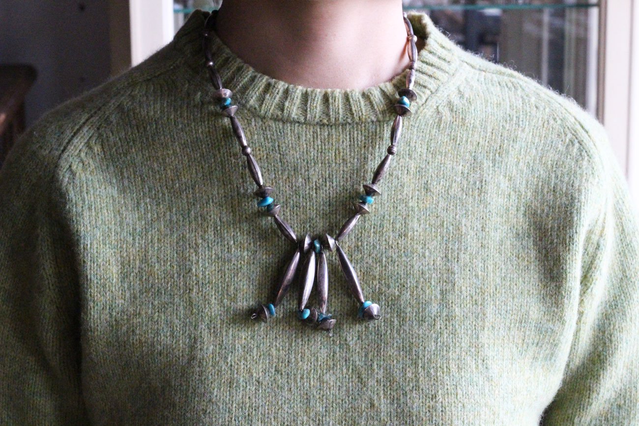 WALL -CRAFT & ANTIQUE- アンティーク / インディアンジュエリー / Antique Navajo Silver &  Turquoise Beads Necklace