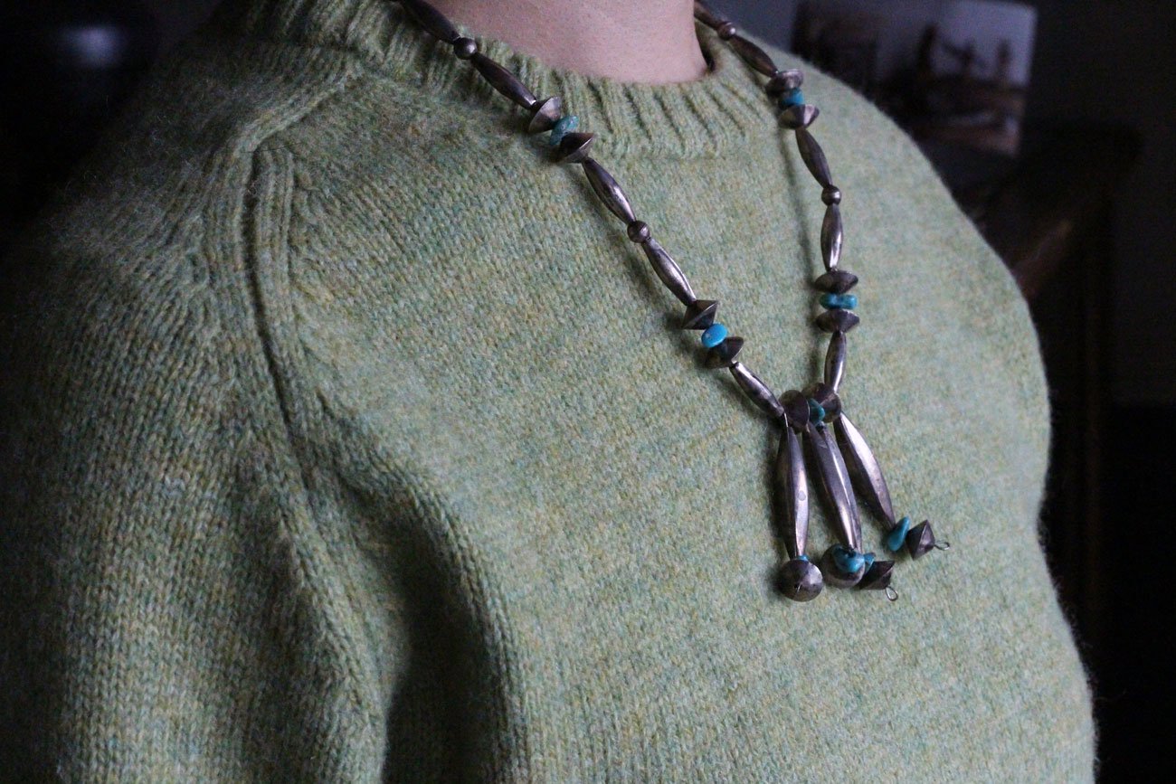 Wall Craft Antique アンティーク インディアンジュエリー Antique Navajo Beads Turquoise Necklace Ij 11