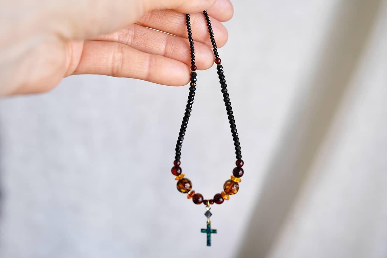 琥珀+ブラックスピネル ネックレス | 堀居賢司 - WALL -CRAFT & ANTIQUE-