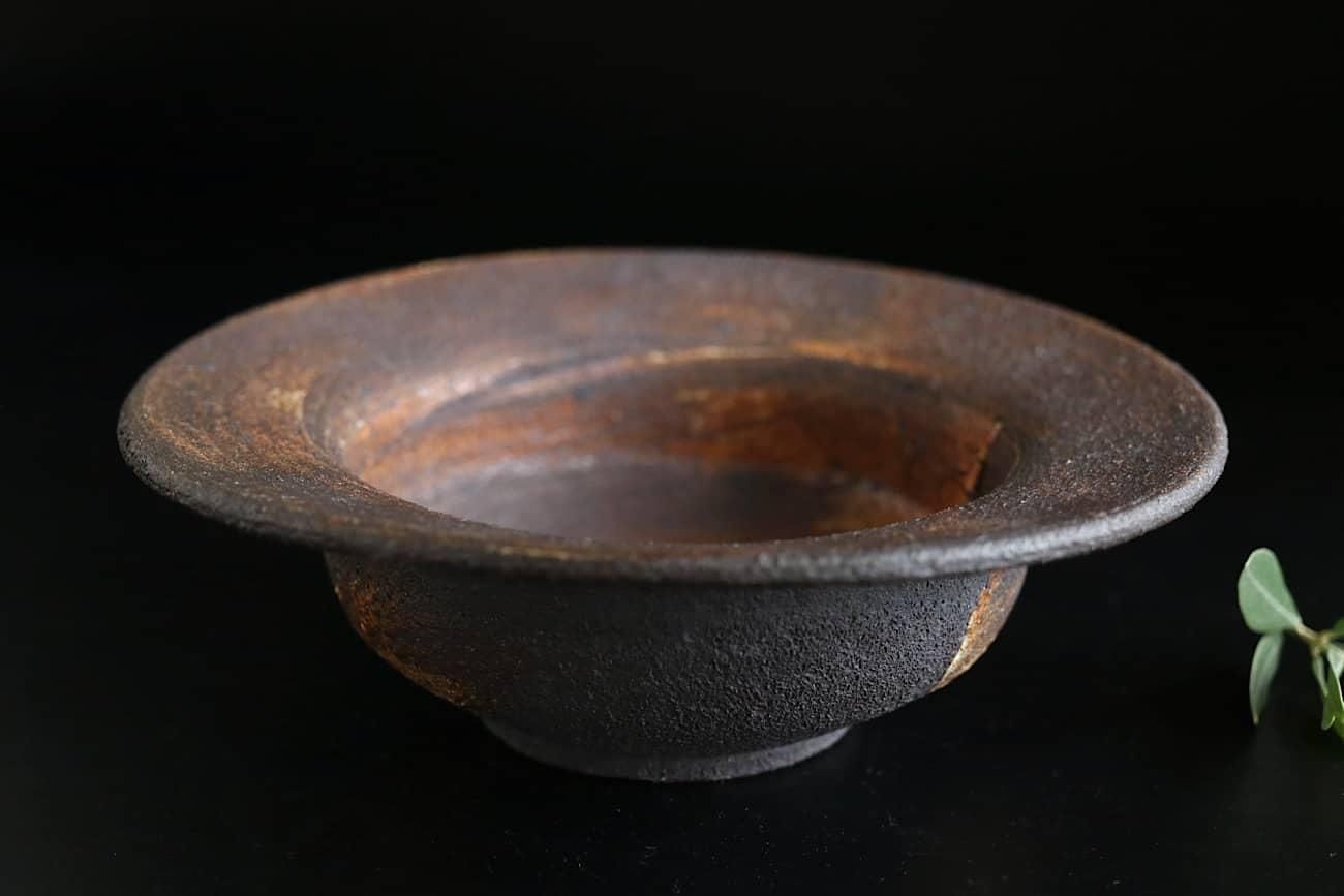炭化来待釉リム鉢L | dairoku pottery - WALL -CRAFT & ANTIQUE-