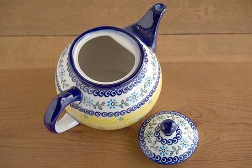 VENA」ティーポット 大【菜の花畑×水色の花】 - ポーランド陶器