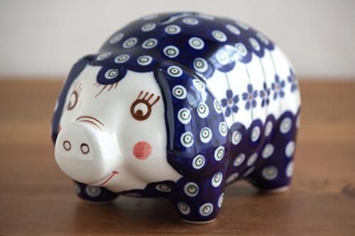 ボレス ぶた貯金箱 ピーコック さくら ポーランド陶器 食器専門店ツェラミカ ボレス ぶた貯金箱 ピーコック さくら ポーランド陶器 食器専門店ツェラミカ